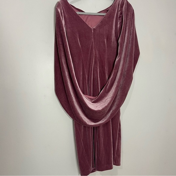Betsy & Adam mauve pink velvet dress & cape cocktail MOB formal evening size 6 - Picture 9 of 13